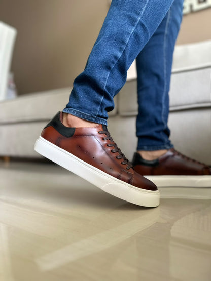 TENIS PARA HOMBRE EN CUERO MIEL | REF ADELAIDA