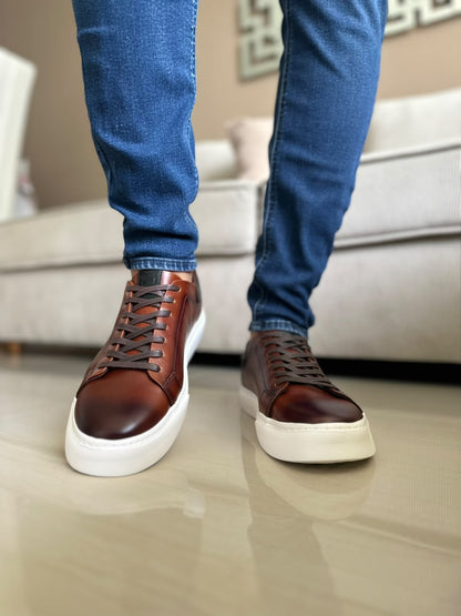 TENIS PARA HOMBRE EN CUERO MIEL | REF ADELAIDA