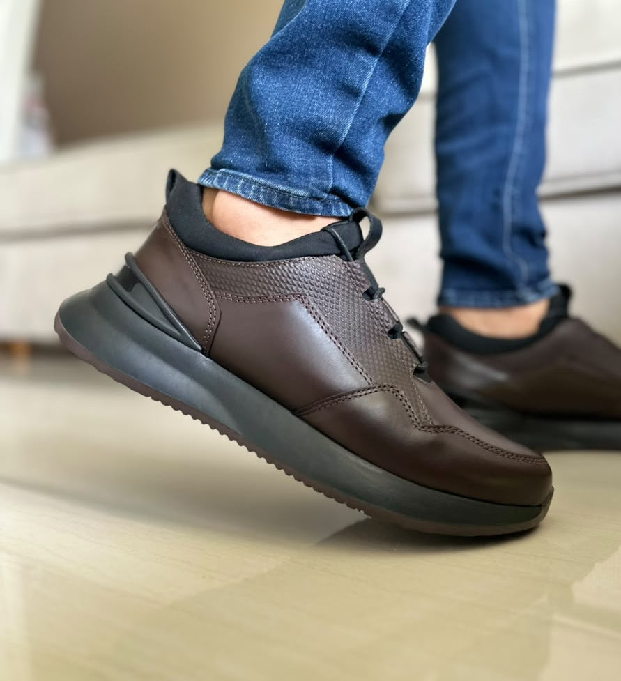 TENIS PARA HOMBRE EN CUERO CAFE | REF SINGAPUR