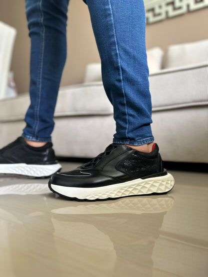 TENIS PARA HOMBRE EN CUERO NEGRO | REF SHENZHEN