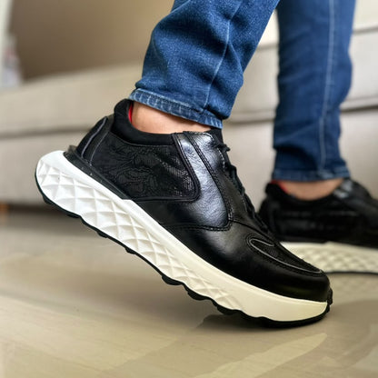TENIS PARA HOMBRE EN CUERO NEGRO | REF SHENZHEN
