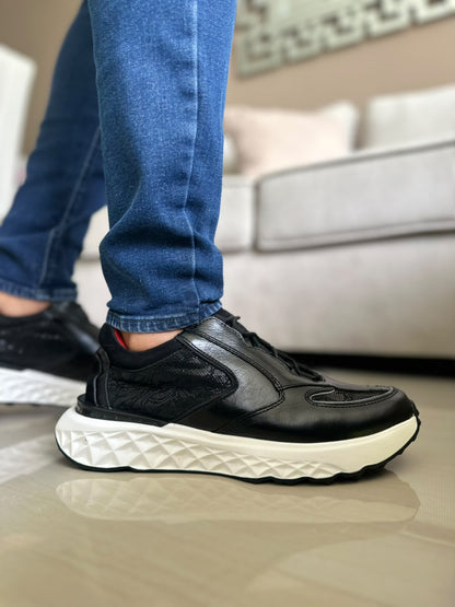 TENIS PARA HOMBRE EN CUERO NEGRO | REF SHENZHEN