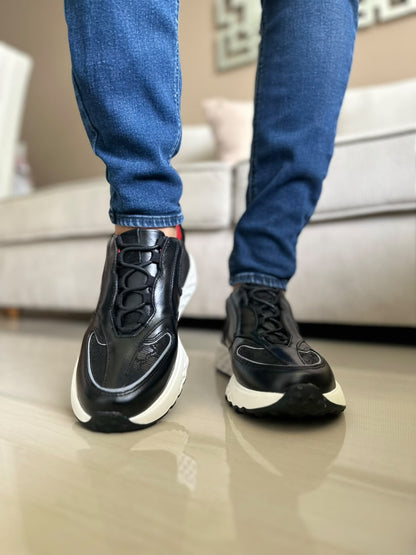 TENIS PARA HOMBRE EN CUERO NEGRO | REF SHENZHEN