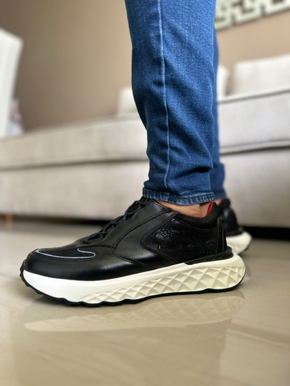 TENIS PARA HOMBRE EN CUERO NEGRO | REF SHENZHEN