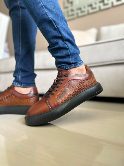 TENIS PARA HOMBRE EN CUERO MIEL X NEGRO | REF VANCOUVER