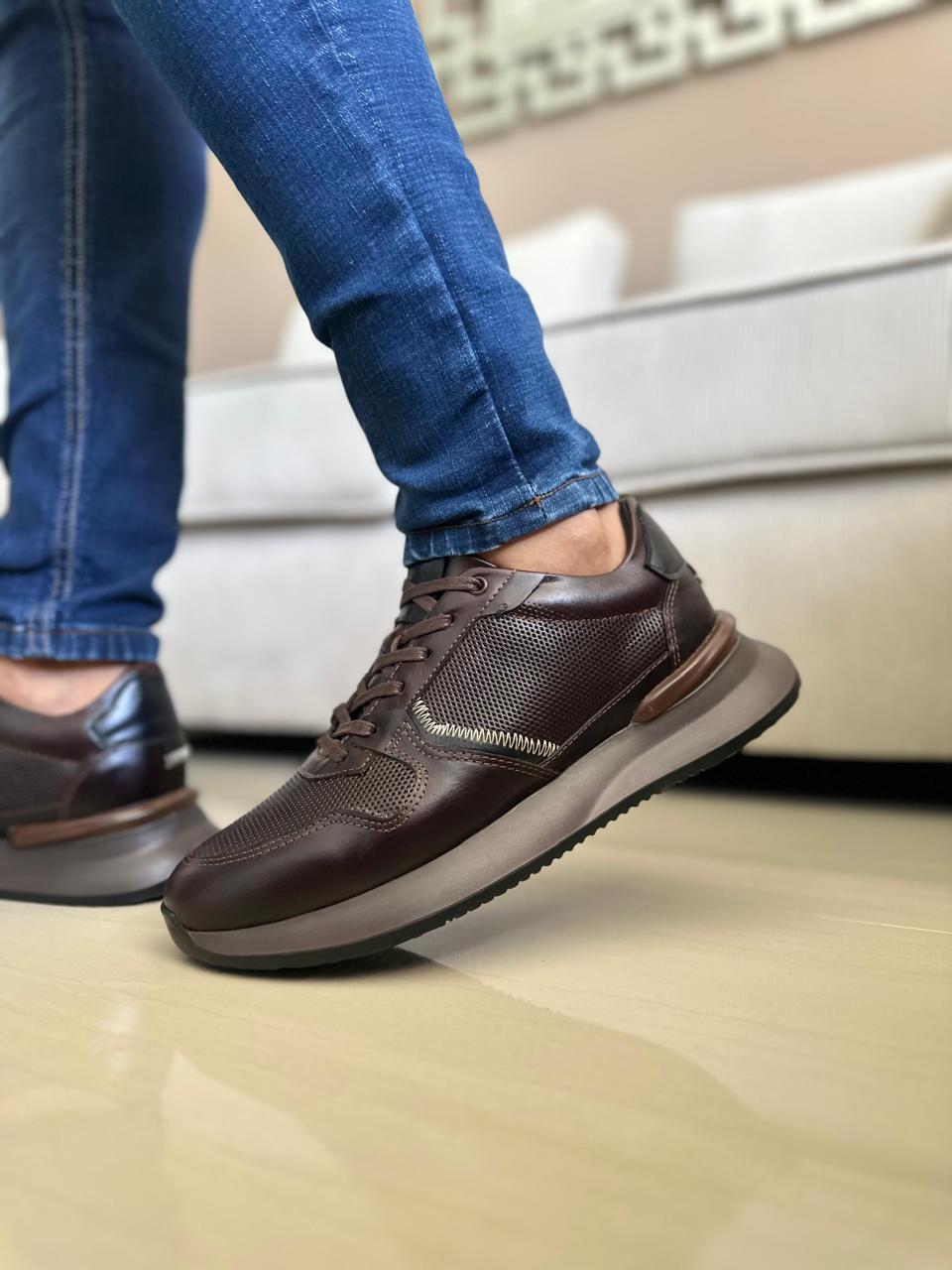 TENIS PARA HOMBRE EN CUERO CAFE | REF CONNECTICUT