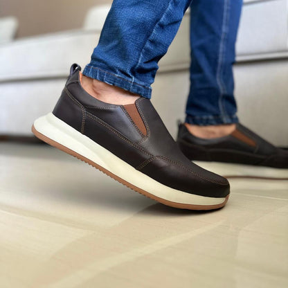 MOCASIN PARA HOMBRE EN CUERO CAFE| REF ALMADA