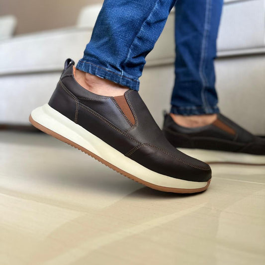 MOCASIN PARA HOMBRE EN CUERO CAFE| REF ALMADA