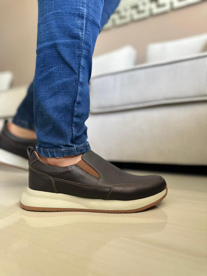 MOCASIN PARA HOMBRE EN CUERO CAFE| REF ALMADA