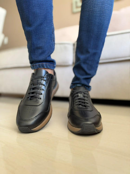 TENIS PARA HOMBRE EN CUERO NEGRO| REF MARCO