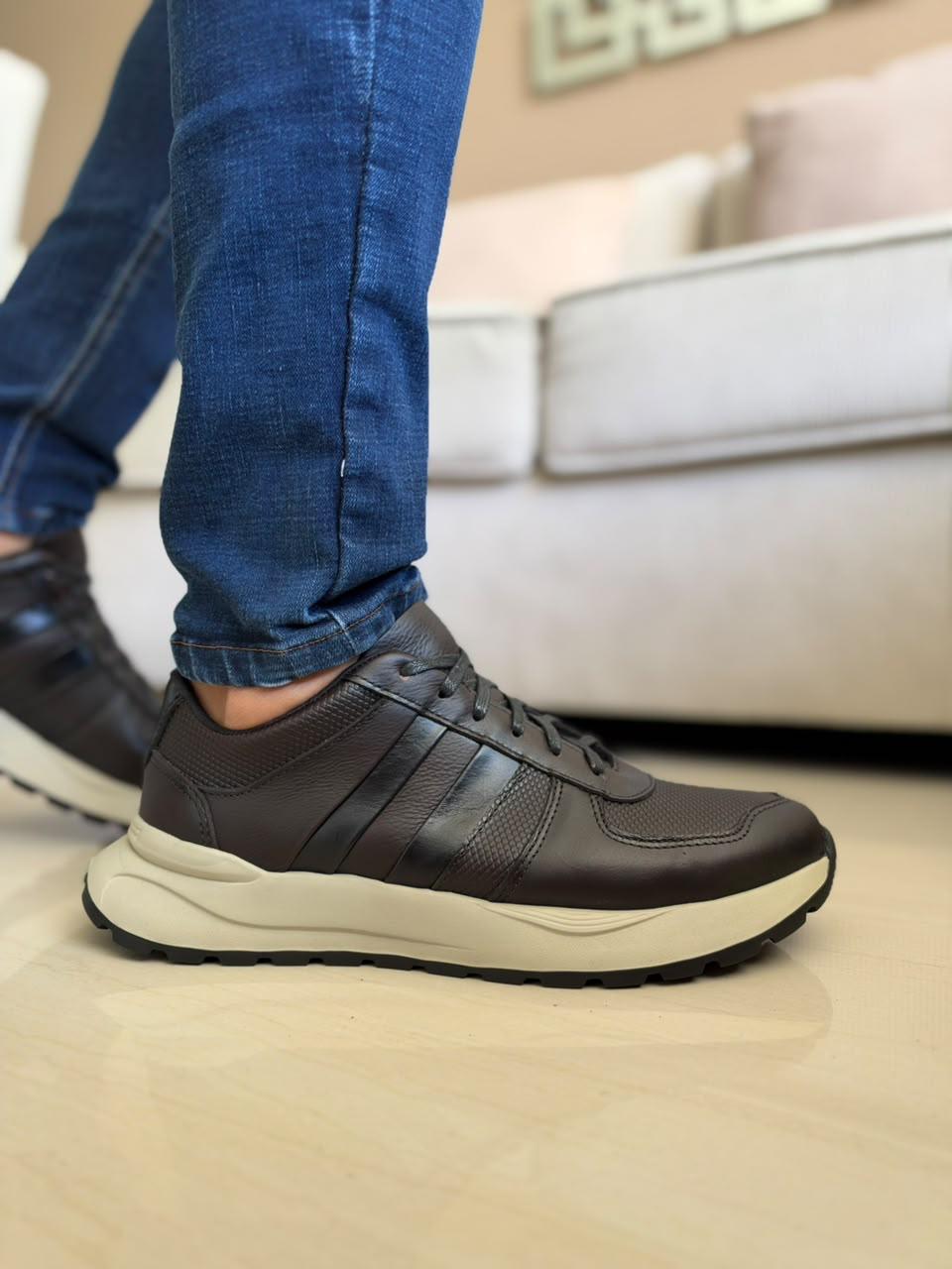 TENIS PARA HOMBRE EN CUERO CAFE | REF MARTE