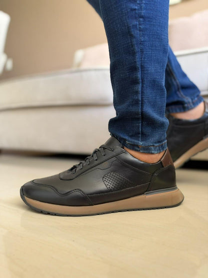 TENIS PARA HOMBRE EN CUERO NEGRO| REF MARCO