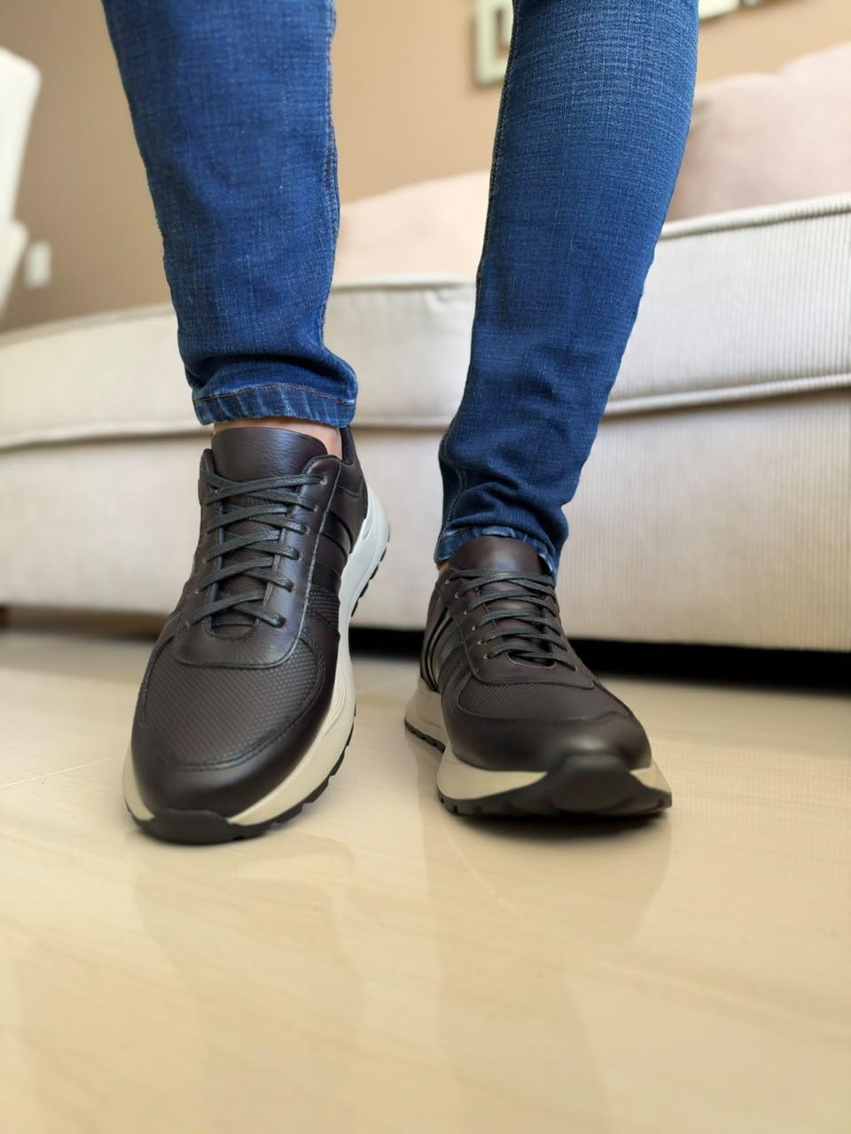 TENIS PARA HOMBRE EN CUERO CAFE | REF MARTE