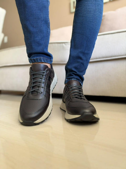 TENIS PARA HOMBRE EN CUERO CAFE | REF MARTE