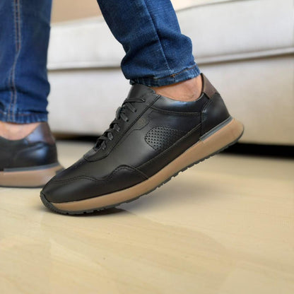 TENIS PARA HOMBRE EN CUERO NEGRO| REF MARCO