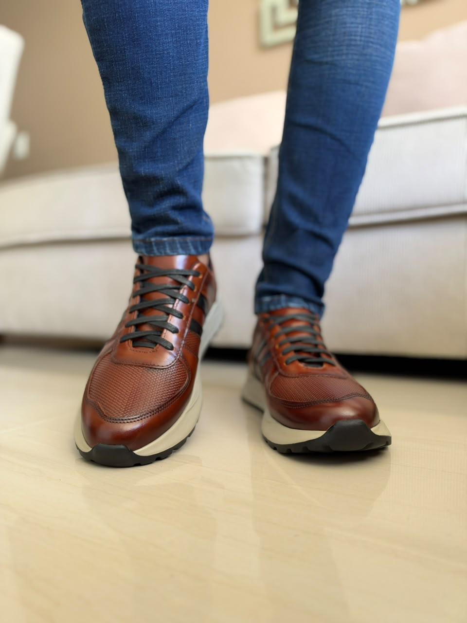 TENIS PARA HOMBRE EN CUERO MIEL| REF MARTE