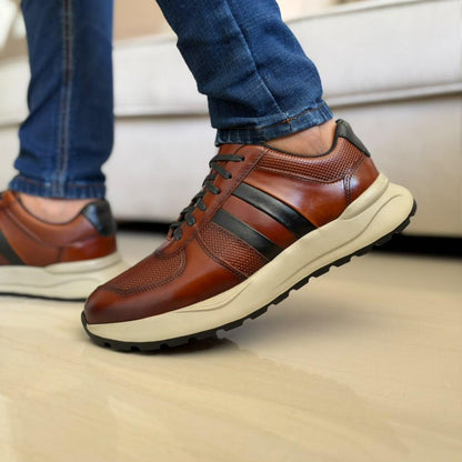 TENIS PARA HOMBRE EN CUERO MIEL| REF MARTE