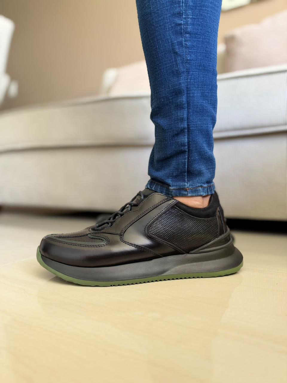 TENIS PARA HOMBRE EN CUERO TODO NEGRO | REF SHENZHEN 3386