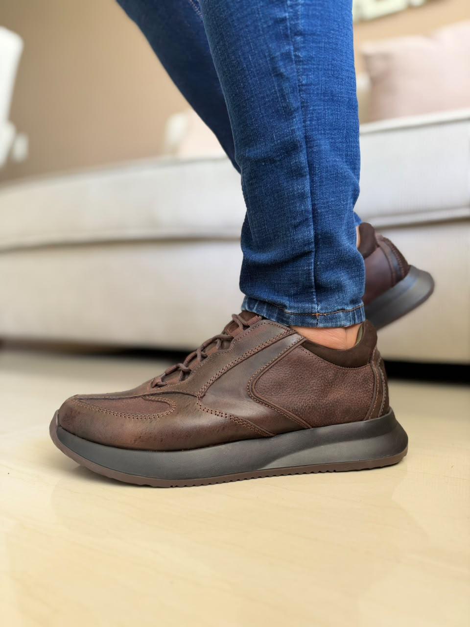 TENIS PARA HOMBRE EN CUERO CAFE | REF SHENZHEN 3386