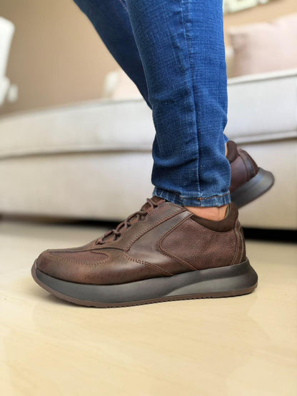 TENIS PARA HOMBRE EN CUERO CAFE | REF SHENZHEN 3386