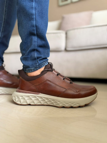 TENIS PARA HOMBRE EN CUERO MIEL | REF SINGAPUR