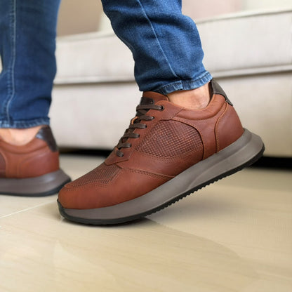TENIS PARA HOMBRE EN CUERO MIEL | REF: D 12 IBIZA