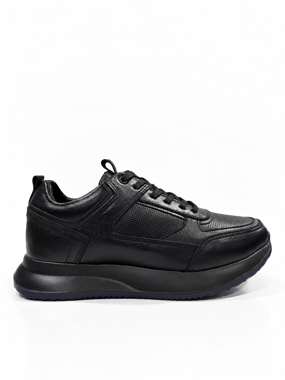 TENIS PARA HOMBRE EN CUERO TODO NEGRO | REF MADEIRA