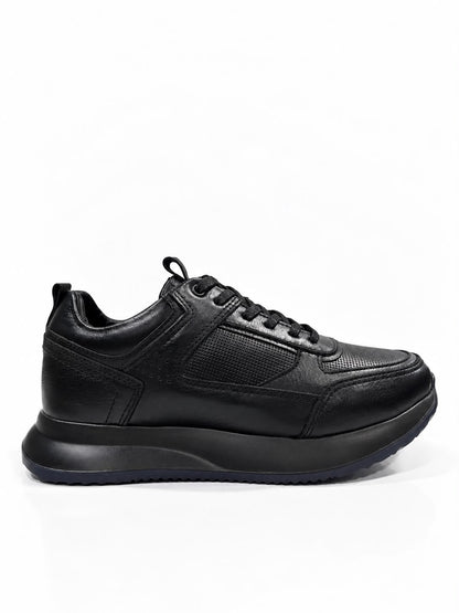 TENIS PARA HOMBRE EN CUERO TODO NEGRO | REF MADEIRA