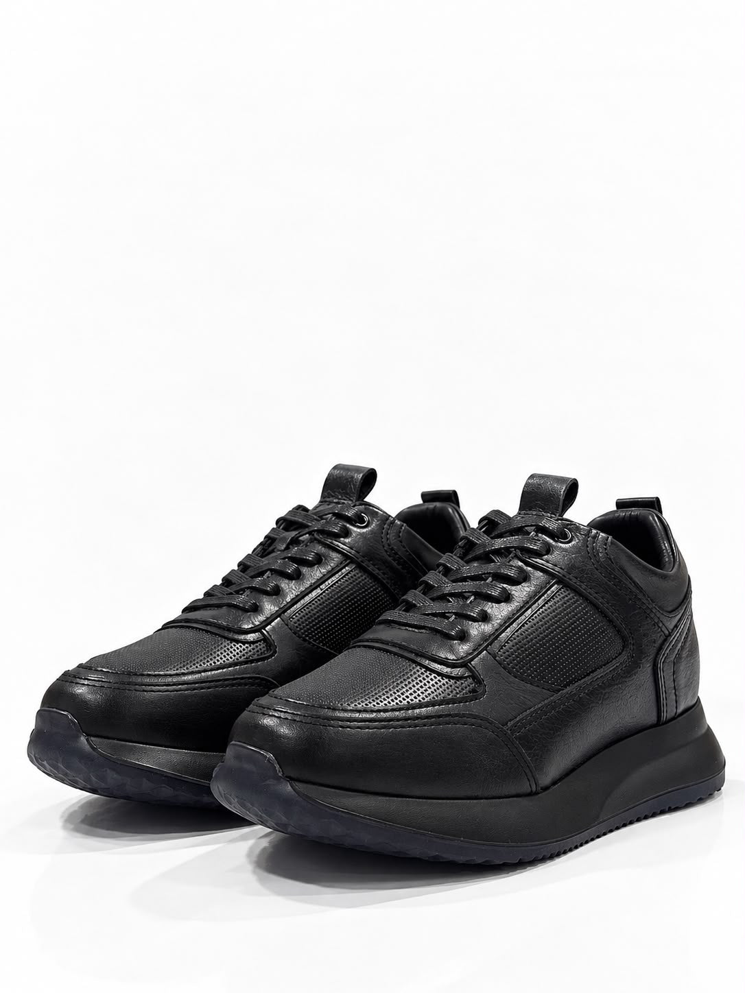TENIS PARA HOMBRE EN CUERO TODO NEGRO | REF MADEIRA