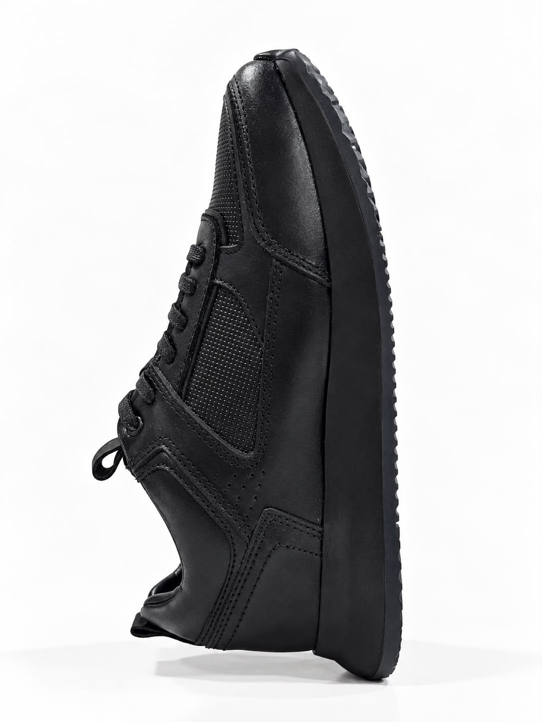 TENIS PARA HOMBRE EN CUERO TODO NEGRO | REF MADEIRA