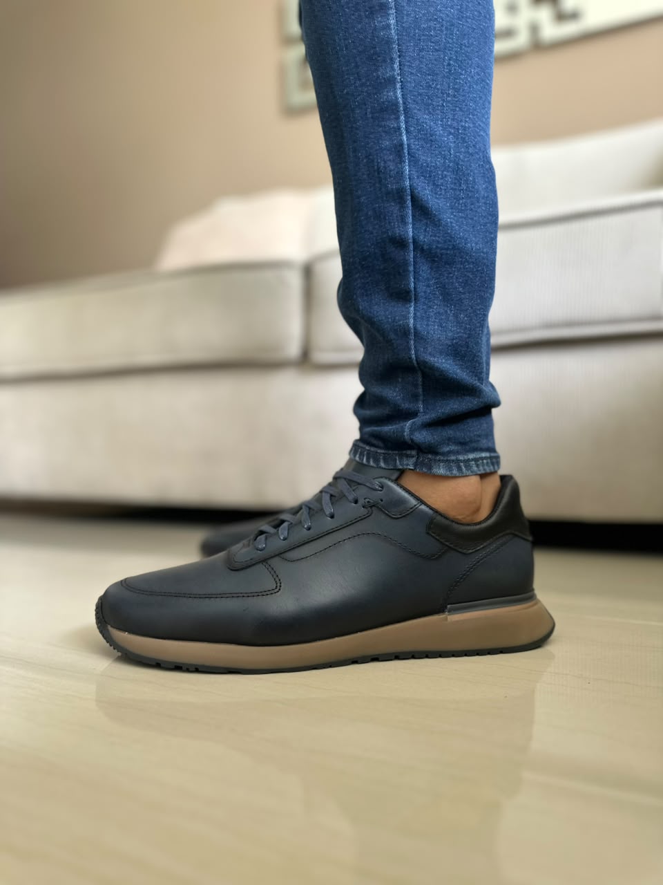 TENIS PARA HOMBRE EN CUERO AZUL | REF MADRID