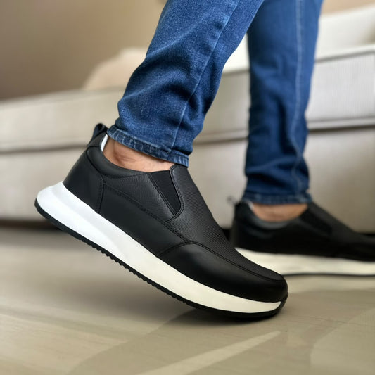 MOCASIN PARA HOMBRE EN CUERO NEGRO | REF ALMADA