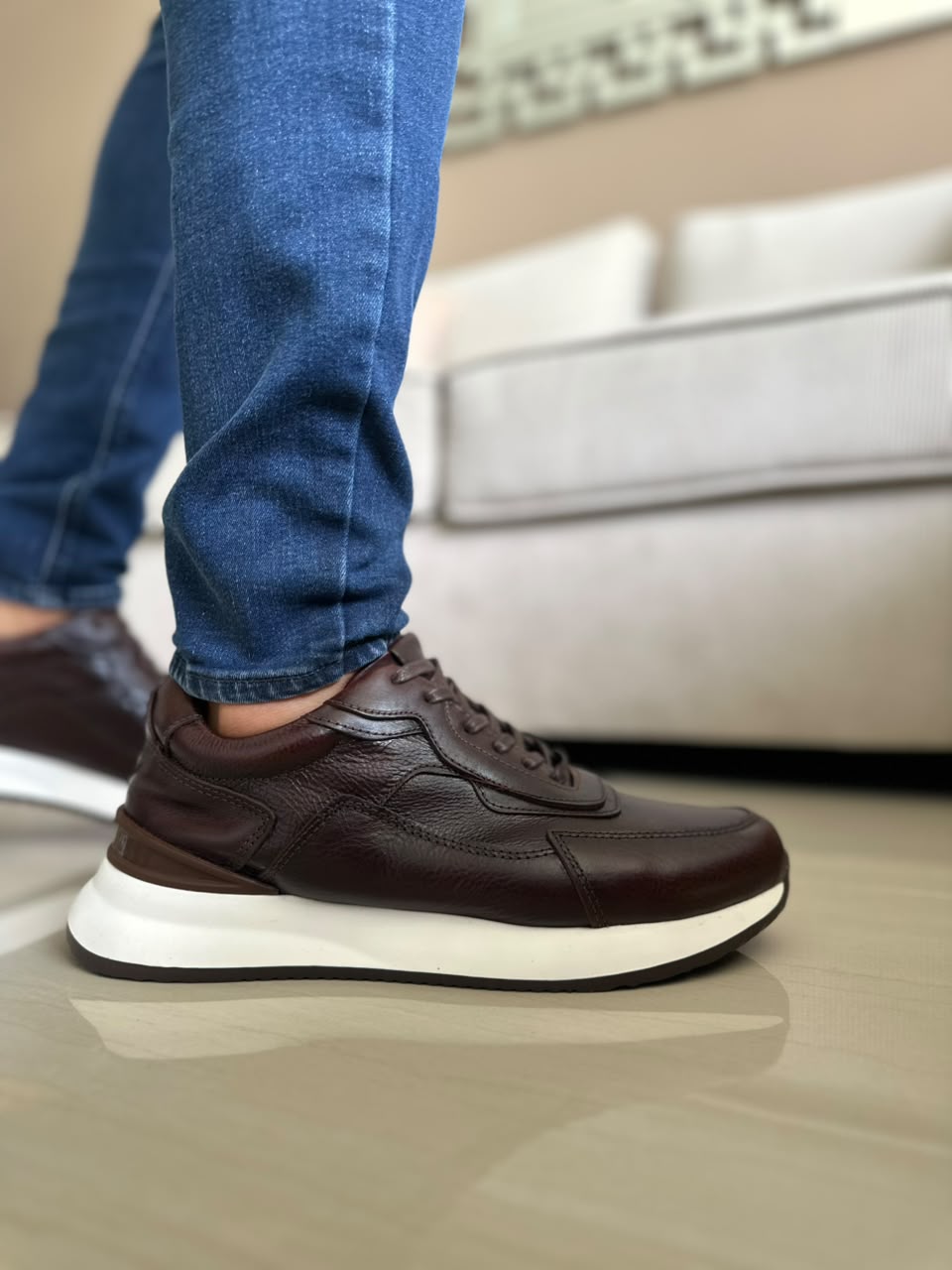 TENIS PARA HOMBRE EN CUERO COÑAG | REF ATENAS