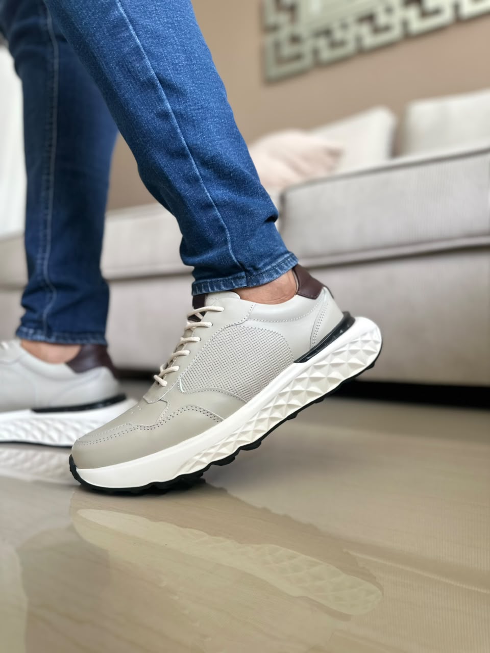 TENIS PARA HOMBRE EN CUERO GRIS | REF HELSINKI
