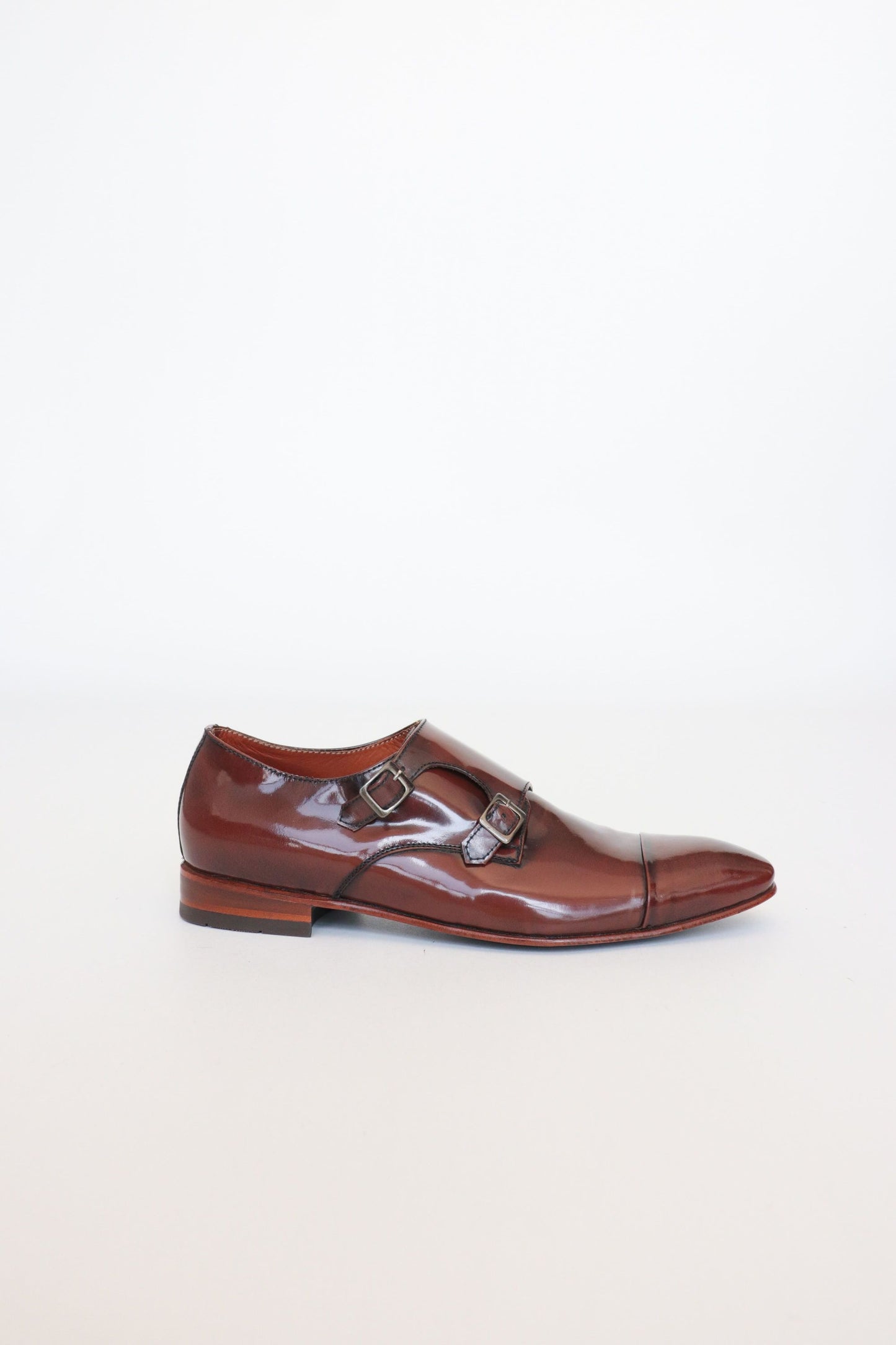 ZAPATO ELEGANTE ALEJANDRO DOUBLE MONK STRAP EN CUERO CAFE PARA HOMBRE | LUZ 1709