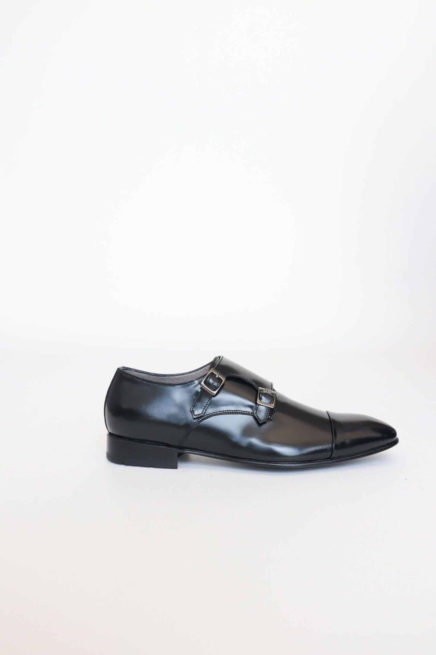 ZAPATO ELEGANTE ALEJANDRO DOUBLE MONK STRAP EN CUERO NEGRO PARA HOMBRE | LUZ 1709