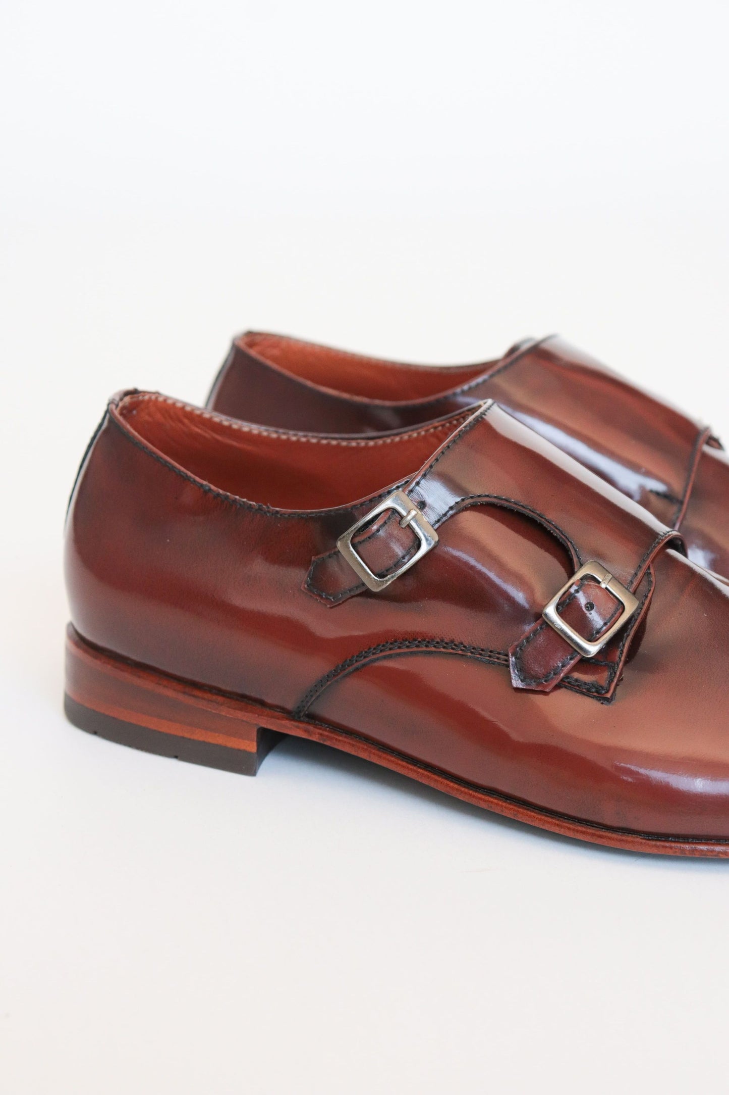 ZAPATO ELEGANTE ALEJANDRO DOUBLE MONK STRAP EN CUERO CAFE PARA HOMBRE | LUZ 1709