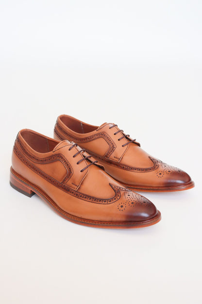 ZAPATO DERBY CRISTIAN DE CUERO MIEL PARA HOMBRE / REF:LUZ CARACAS