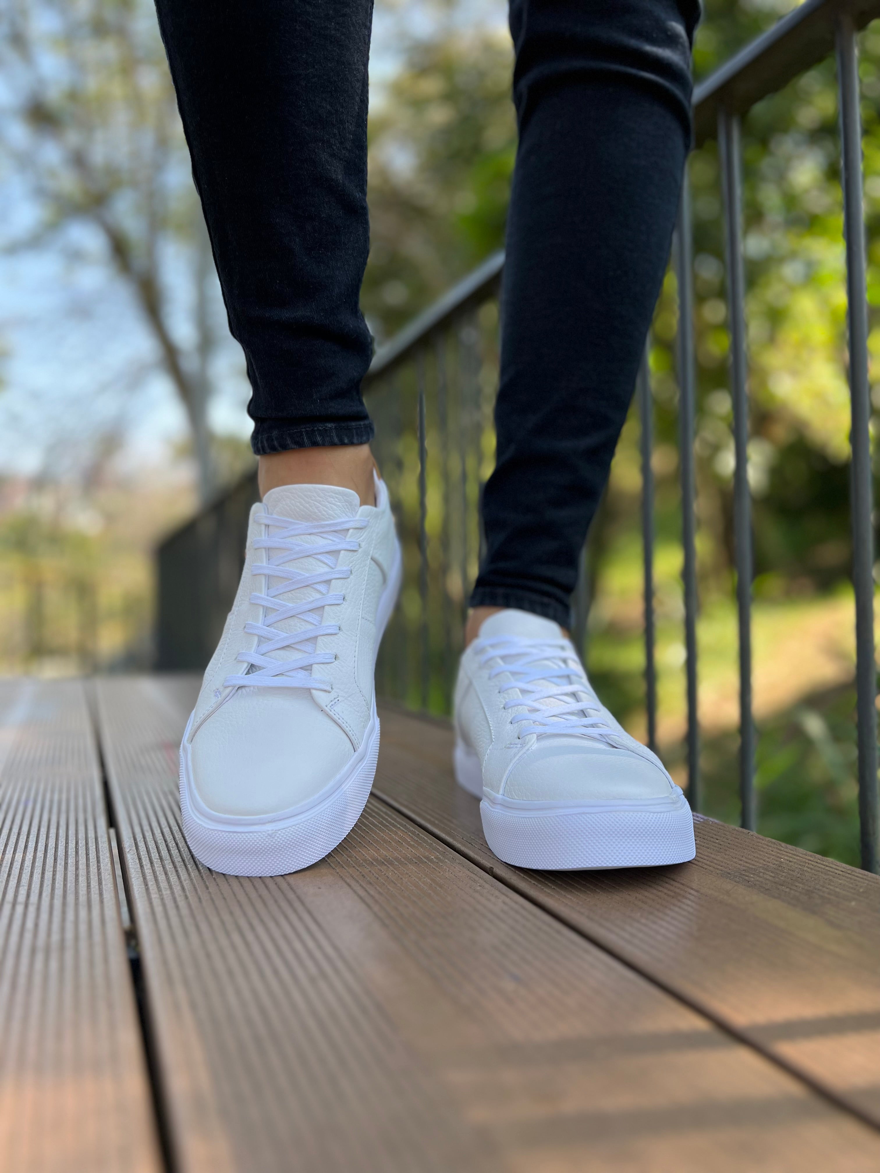 Tenis de cuero online blanco hombre